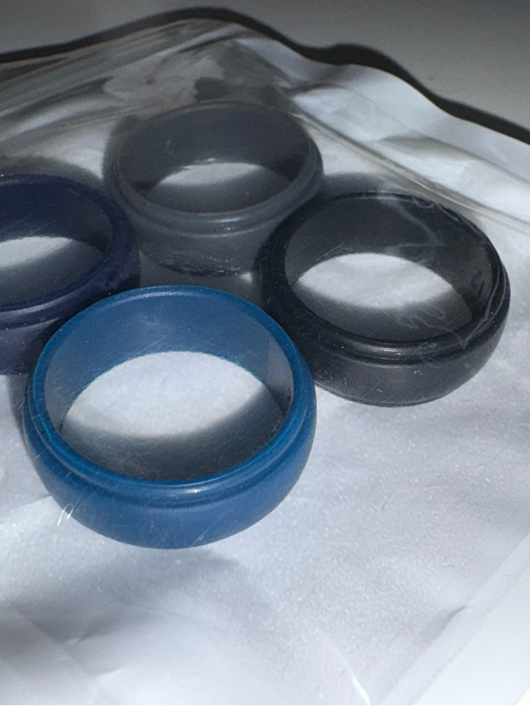 Set Of Silicone Wedding Rings In Blue, Black, Gray Size 12